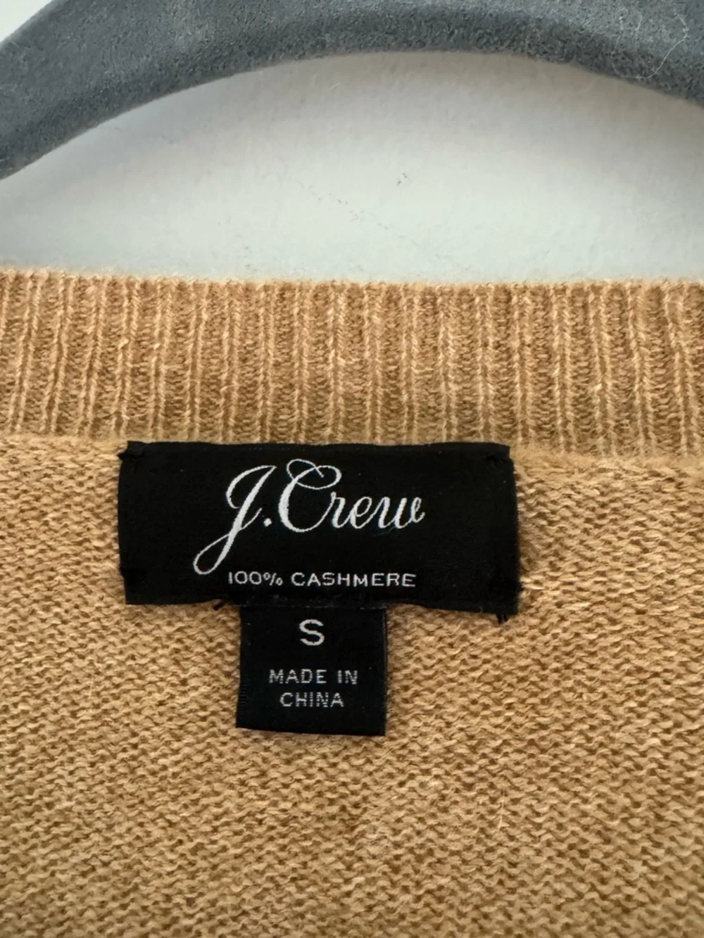 J.Crew 100% Cashmere V-Neck Boyfriend Sweater Camel Brown Tan Size Small